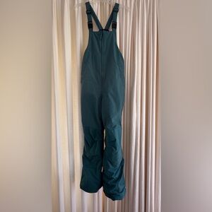 Lands’ End Snow Bibs Overalls Pants Green Ski Reinforced Knees Winter Youth